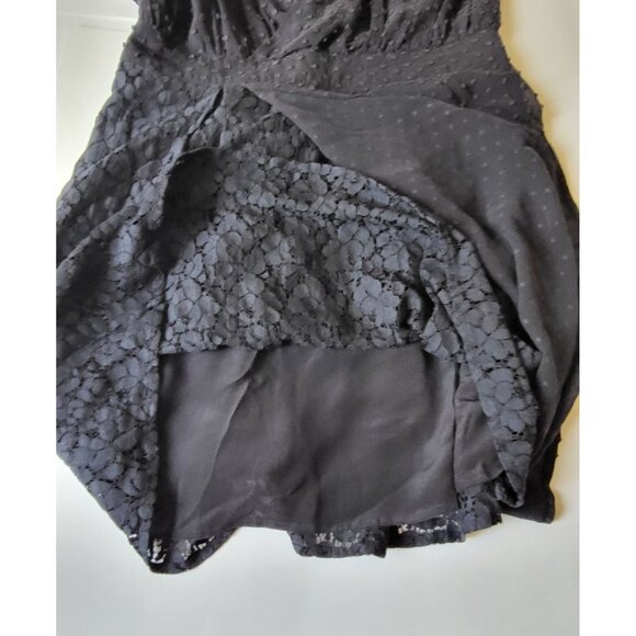 Madison Marcus Black Sleeveless Polka Dot & Lace Mini Dress Draped Side Medium - Picture 9 of 12
